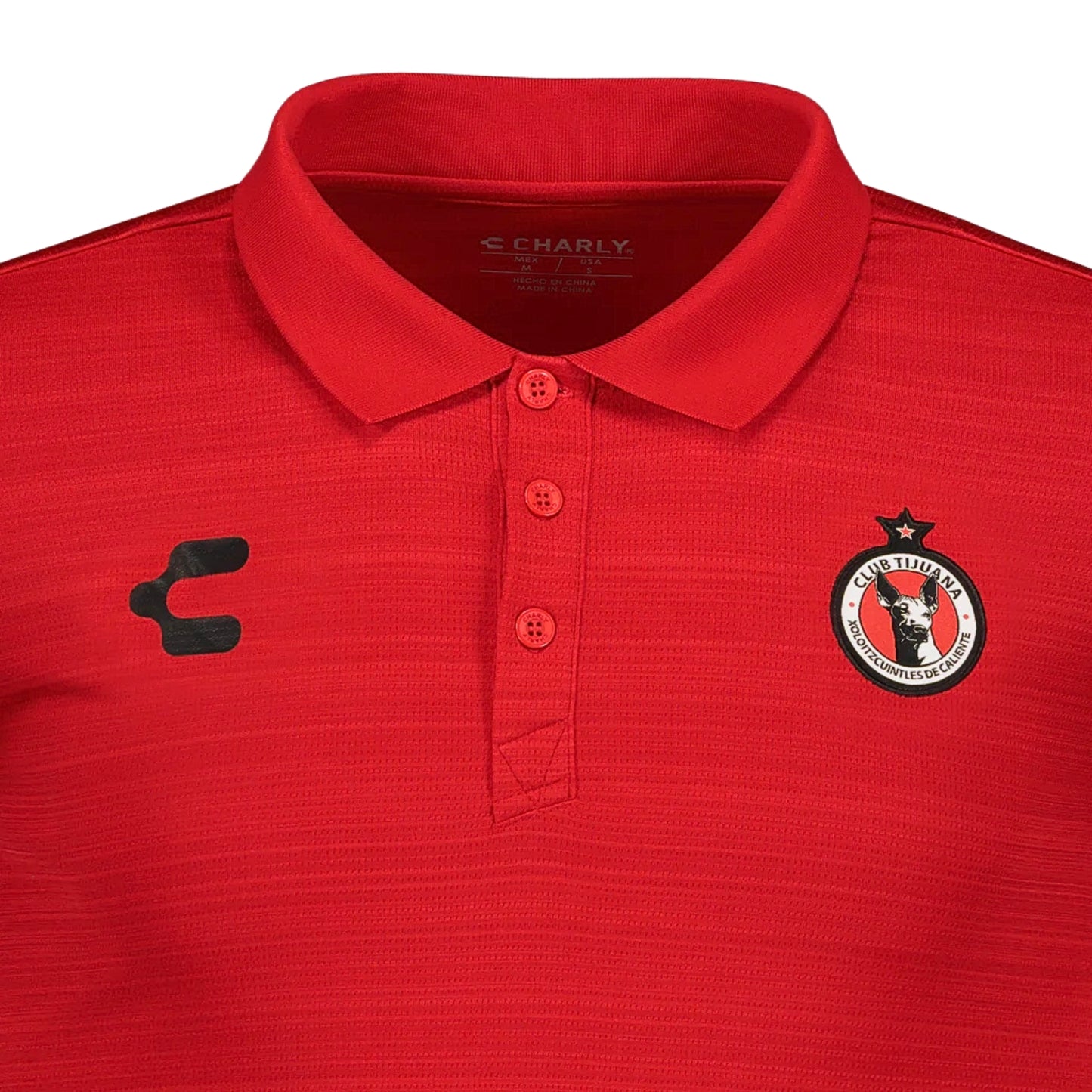 Playera Polo Charly Xolos Entrenamiento Manga Corta Rojo