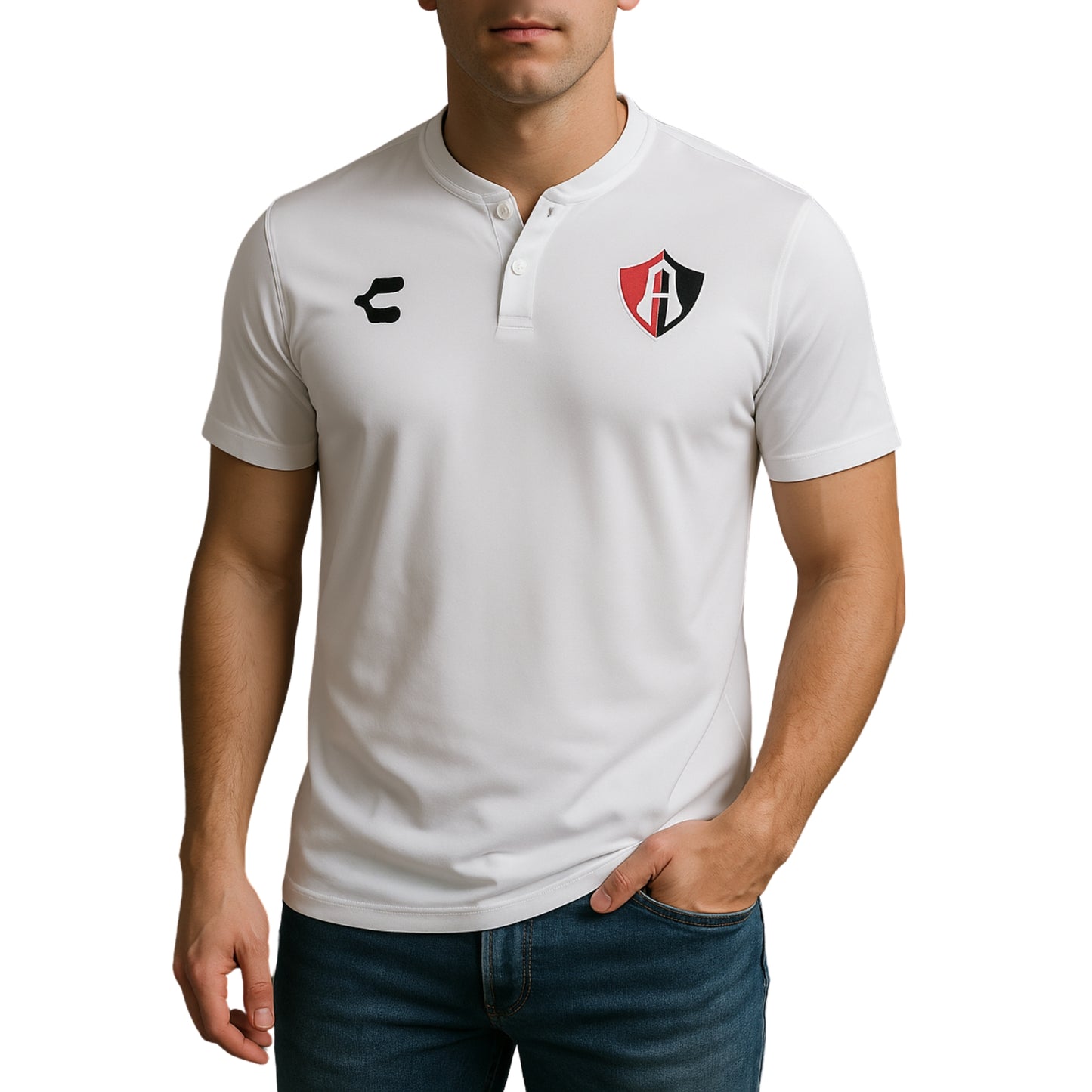 Playera Tipo Polo Atlas Charly Manga Corta Deportiva Blanca