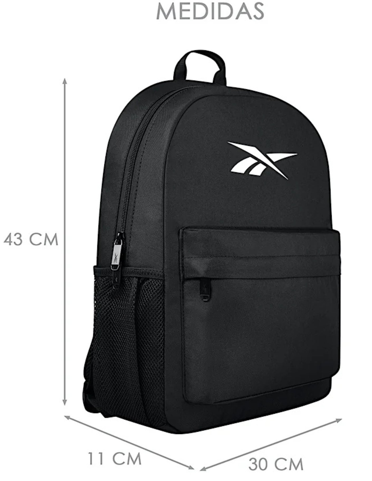Mochila Reebok Backpack Negra Casual Con Compartimiento Para Laptop