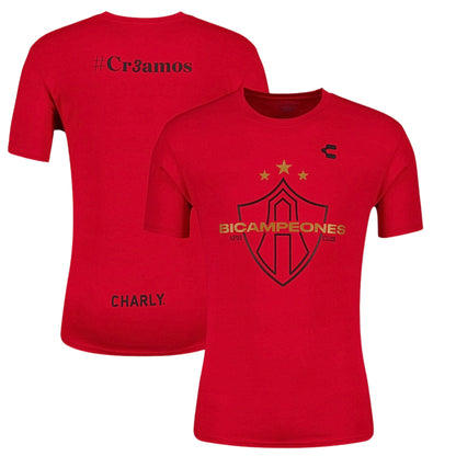 Playera Conmemorativa Charly Atlas Fc Bicampeones 2021-22 Roja