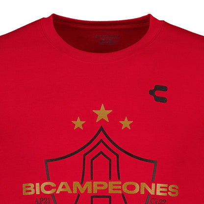 Playera Conmemorativa Charly Atlas Fc Bicampeones 2021-22 Roja