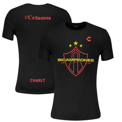 Playera Conmemorativa Charly Atlas Fc Bicampeones 2021-22 Negra