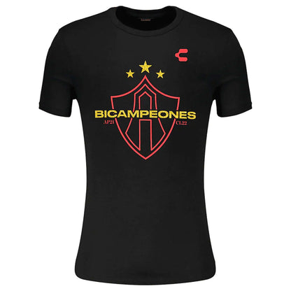 Playera Conmemorativa Charly Atlas Fc Bicampeones 2021-22 Negra