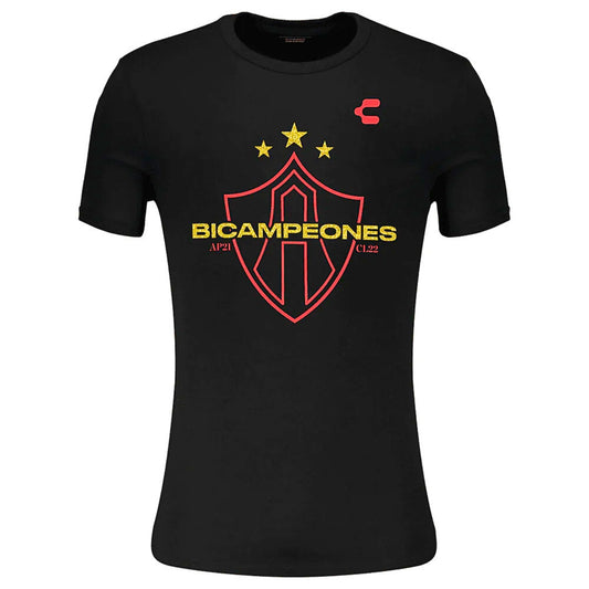 Playera Conmemorativa Charly Atlas Fc Bicampeones 2021-22 Negra