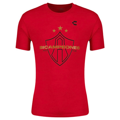 Playera Conmemorativa Charly Atlas Fc Bicampeones 2021-22 Roja