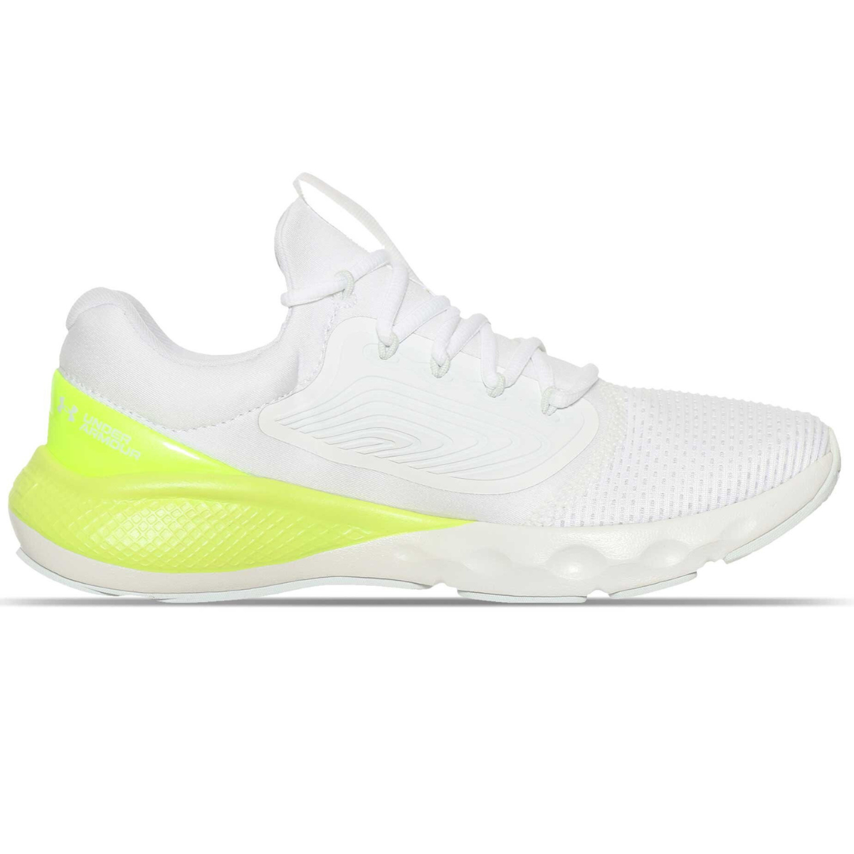 Tenis Under Armour De Hombre Charged Vantage 2 3024873 107 - Blanco/Verde Fluorecente